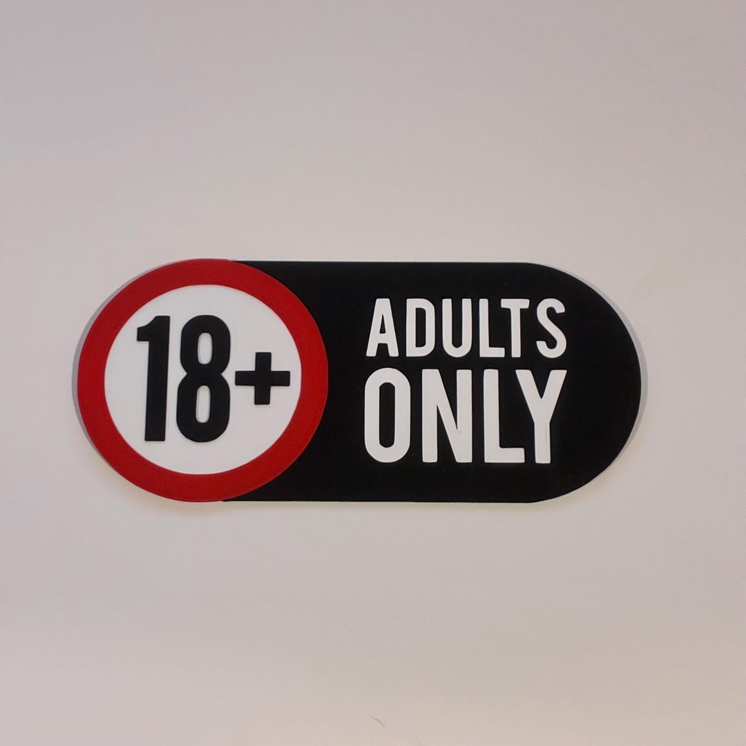 18+ Adults Only Sign - Mature Content Warning, Adult Space Door Sign ...