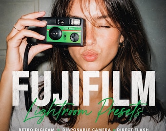Fujifilm Lightroom Presets, Retro Digicam, Disposable Camera, Direct Flash, Vintage Film, 90s (Mobile/Desktop)