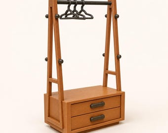 Miniatyrkappa med lådor, dockhusmöbler, träinredning