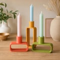 Geometric Stick Candle Holder, Modern Plant Based Thermoplastic Holder, Minimalist Taper Decor