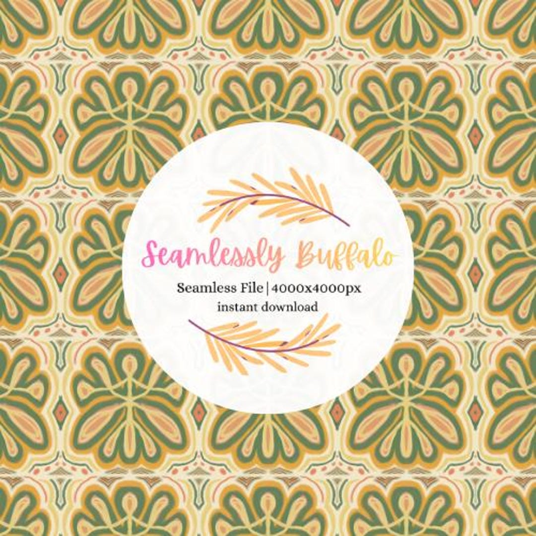 Groovy Vintage Floral Pattern Digital Paper | Hand Drawn Seamless Files ...