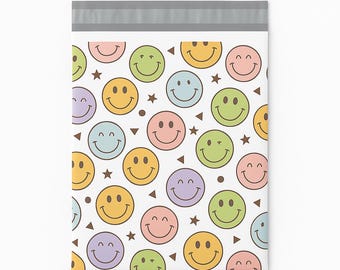 10" x 13" Happy Faces Poly Mailers,  Recyclable Shipping Bags,Envelopes Self Sealing Mailing Bags,EPM321