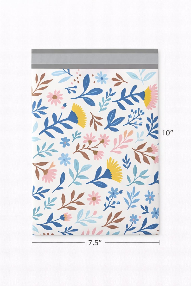 7.5" x 10" Iznik Tile Blue Poly Mailers,Florals Poly Mailers, Recyclable Happy Mail Bags, Colorful Mailers,Mailing Bag,EPM281 image 2