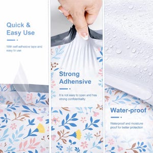 7.5" x 10" Iznik Tile Blue Poly Mailers,Florals Poly Mailers, Recyclable Happy Mail Bags, Colorful Mailers,Mailing Bag,EPM281 image 4