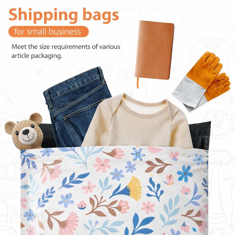 7.5" x 10" Iznik Tile Blue Poly Mailers,Florals Poly Mailers, Recyclable Happy Mail Bags, Colorful Mailers,Mailing Bag,EPM281 image 3