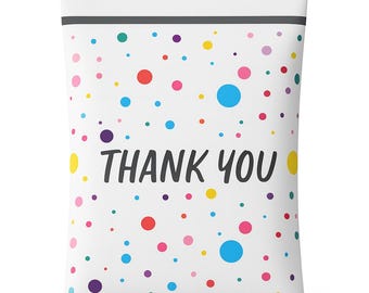 10" x 13" Colorful Confetti Thank You Poly Mailers, Packaging Bags