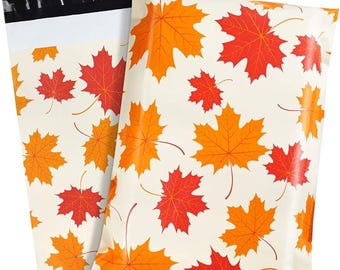 10" x 13" Autumn Leaves Poly Mailers , Fall Packaging Bags