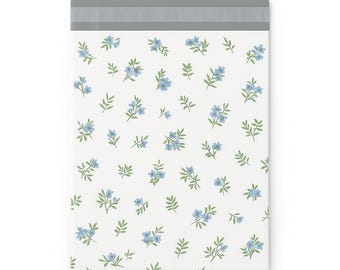 12" x 15.5" Tiny Blue Florals Poly Mailers, Recyclable Happy Mail Bags, Colorful Mailers,Mailing Bag,EPM311
