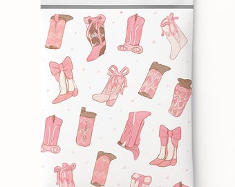 10" x 13" Cowgirl Boots Poly Mailers, Pink Western Packaging ,Envelopes Self Sealing Mailing Bags,EPM241