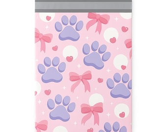 7.5" x 10" Pink Paw Print Poly Mailers, Boutique Shipping Bags,Envelopes Self Sealing Mailing Bags,EPM221
