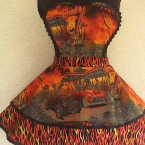 Zombie Drive Inn Car Hop Halloween Pin Up Womens Apron image 1