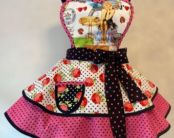 April in  Paris Pin up Retro Apron