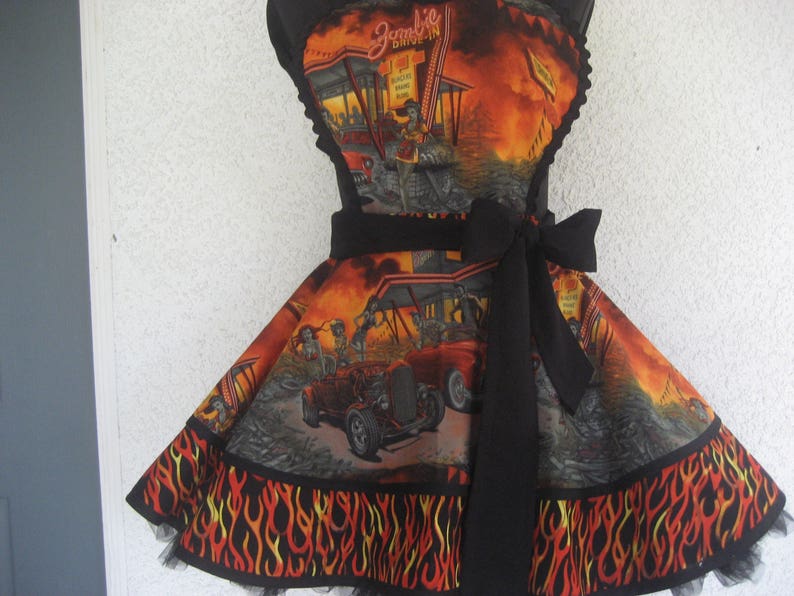 Zombie Drive Inn Car Hop Halloween Pin Up Womens Apron image 6