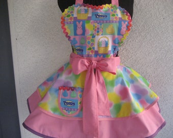 Easter Basket Peeps Tie Dyed Retro Apron