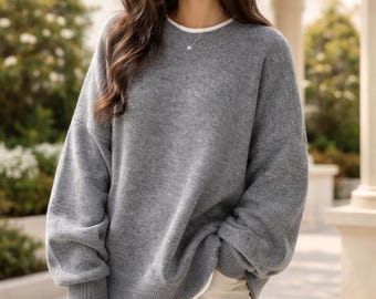Women Oversized Knit Pullover | Soft Polyester Fall Sweater
