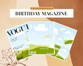 Birthday Magazine Template, Custom Vogue Style (Editable Canva File)