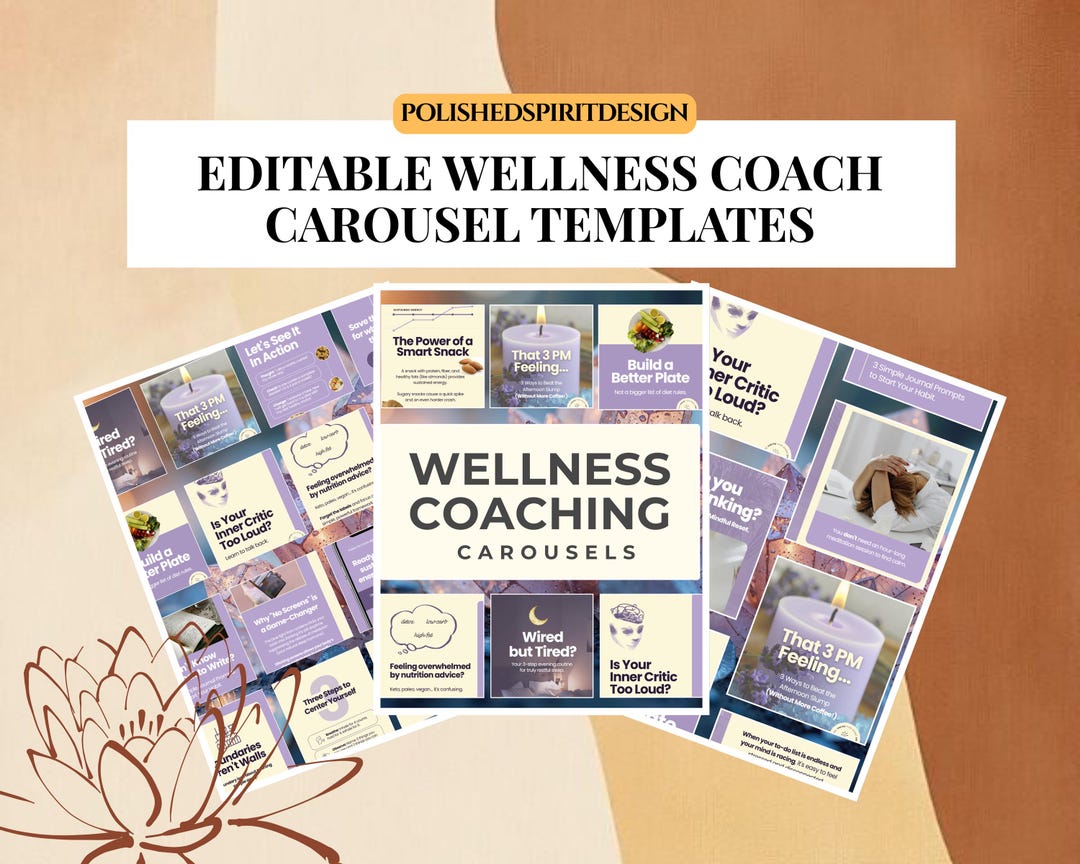 Wellness Coach Instagram Carousel Canva Template for Social Media - Etsy