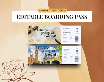 Editable Boarding Pass Canva Template | Surprise Trip Reveal | Travel Gift