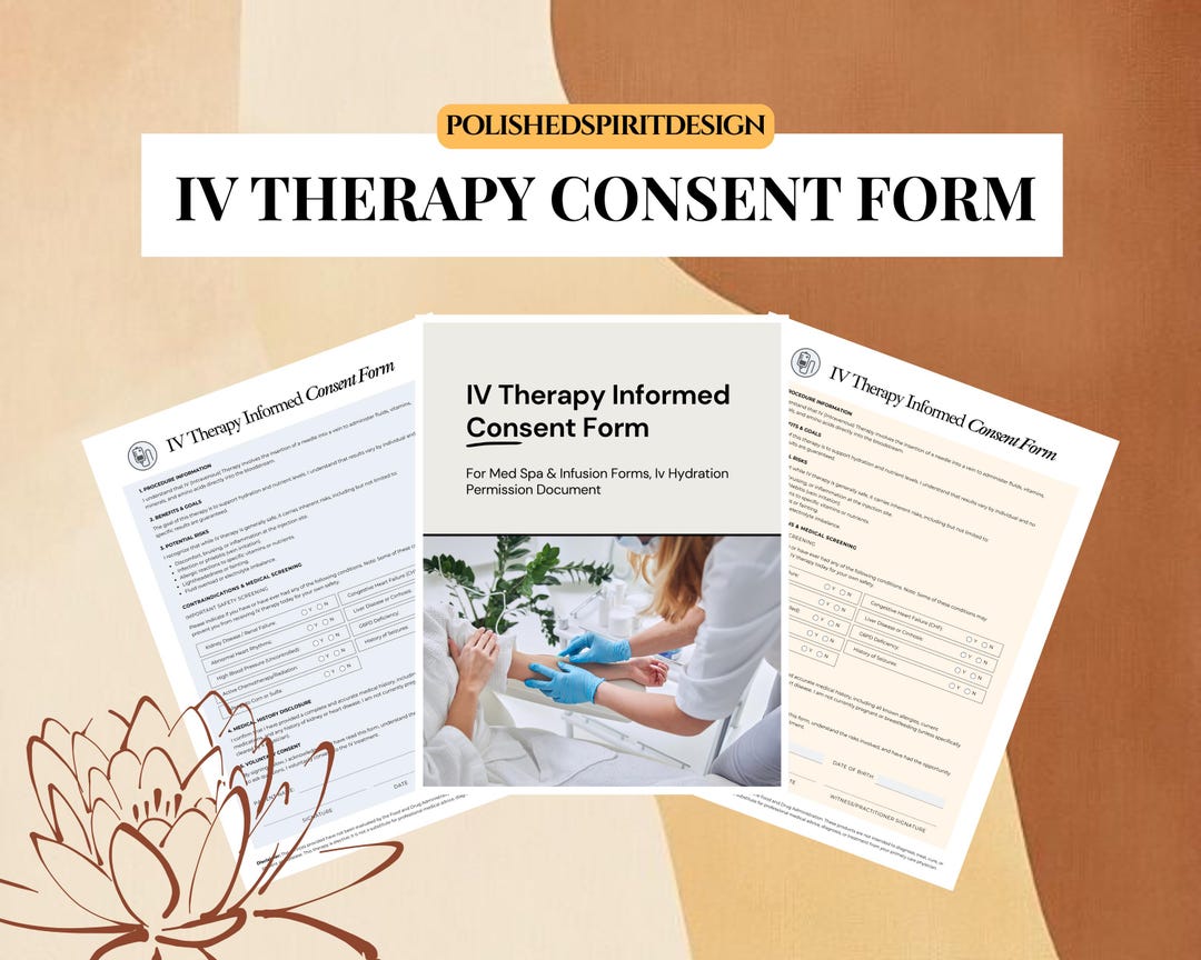 Iv Consent Form Iv Therapy Consent Form Template for Med Spa & Infusion Forms, Iv ...