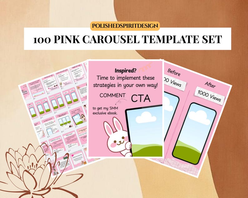 Pink Instagram Carousel Templates Canva | 100 Editable Posts - Etsy