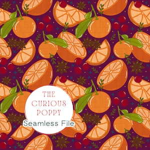 Oranges 'n Spice - Deep Purple - Seamless Pattern 300 DPI PNG Instant Download - Repeat Pattern