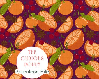 Oranges 'n Spice - Deep Purple - Seamless Pattern 300 DPI PNG Instant Download - Repeat Pattern