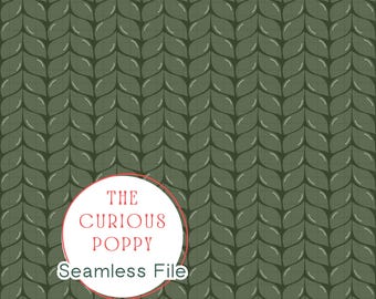 Knit Stitch Stockinette Seamless Pattern – Green Sweater Repeat File (Digital Download) - 300 DPI PNG