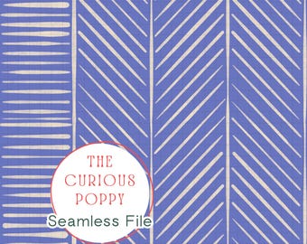 Tribal Herringbone Folk Art Pattern – Blue and White Seamless Repeat (Digital Download) - 300 DPI PNG