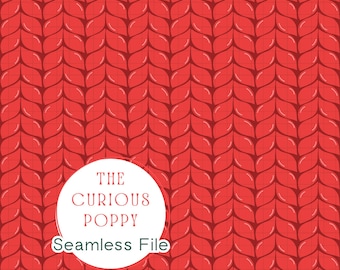 Knit Stitch Stockinette Seamless Pattern – Red Sweater Repeat File (Digital Download) - 300 DPI PNG