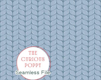 Knit Stitch Stockinette Seamless Pattern – Blue Sweater Repeat File (Digital Download) - 300 DPI PNG