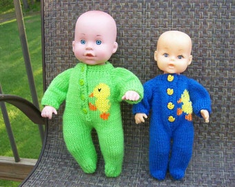 40) Footed Pajamas to fit 10 - 12 Inch Baby Dolls Embroider on Hand Knit Doll Clothes Toys Dolls Choice of Embroider on Knits for Dolls