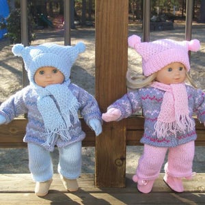 109 Bitty Baby (Twins) Hat Scarf Mittens with a Thumb Jacket with Pattern Snow Pants ANY 15 Inch or Preemie CP Doll Dolls Doll Clothes Toys