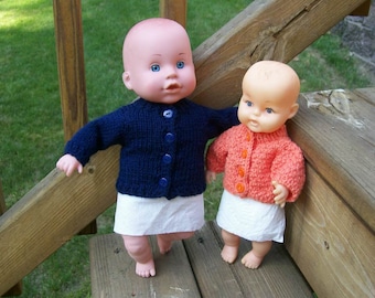 73) 1 Available Hand Knit Cardigan Sweater 10-12 Inch Baby Dolls Long Sleeves Knit Hand Made 10 Inch OR 12 Inch Baby Dolls Toys Doll Clothes