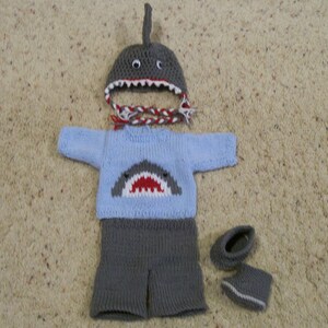 A Shark Sweater Shark Hat Long Pants and Boots Knit Hand Made for a 14 Inch Cabbage Kid Dolls Toys Doll Clothes Bild 2