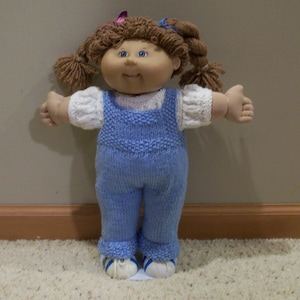 Overalls and Sweater both with a Pattern Hand Knit Dolls Toys Doll Clothes Cabbage Patch Kids American Girl Bitty Baby other size Dolls