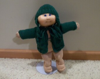 SALE  --  14 or 16 Inch CPK Sacque and Hat Hand Knit Dolls Toys Doll Clothing