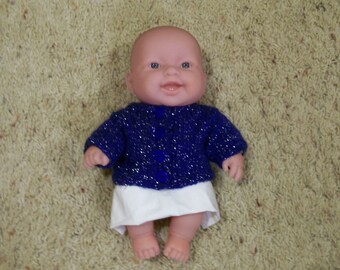 SALE  --  10 Inch Berenguer Doll A Sparkle Cardigan Sweater Hand Knit Dolls Toys Doll Clothes