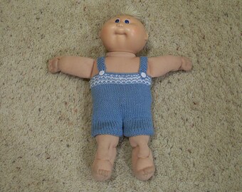SALE  --  14 Inch CPK Shorts with Straps and a White Pattern at the Top Hand Knit Dolls Toys Doll Clothes