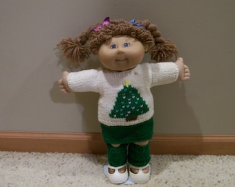 Cabbage Patch Doll Clothes 14 inch Girl or Preemie Size Green Red Tree Skirt Set Christmas Cabbage Patch Doll Clothes 14 inch Girl or Preemie Size Green Red Tree Skirt Set Christmas