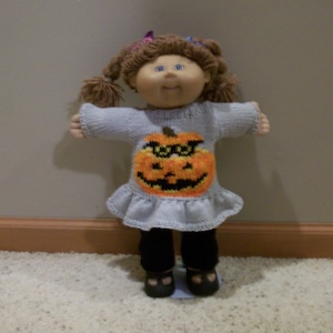 Happy Halloween Trick or Treat Ruffle Bottom Top embroidered Pumpkin a Peek a Boo Cat Hand Knit Dolls Toys Doll Clothes CPK&#39;s  AG BB Big Boo