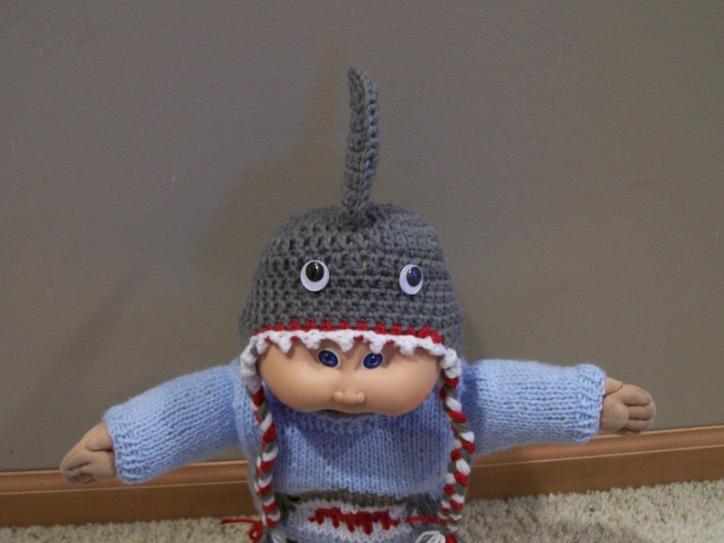 A Shark Sweater Shark Hat Long Pants and Boots Knit Hand Made for a 14 Inch Cabbage Kid Dolls Toys Doll Clothes Bild 5