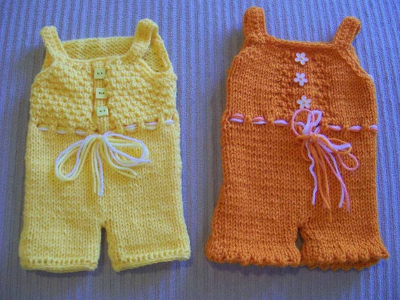 5 Knit Rompers Hand Made Fits 10 12 15 And 18 Inch Dolls American Girl Cabbage Patch And Baby Dolls Toys Dolls Doll Clothes