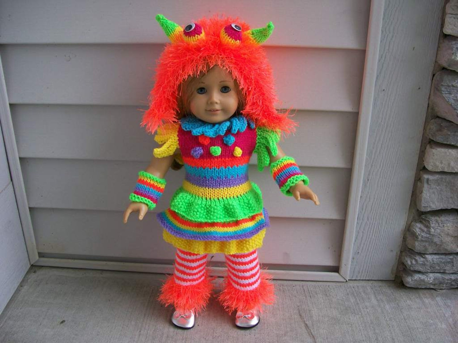 Knit Monster Mash Costume Halloween Hat Dress Wrist Cuffs Etsy
