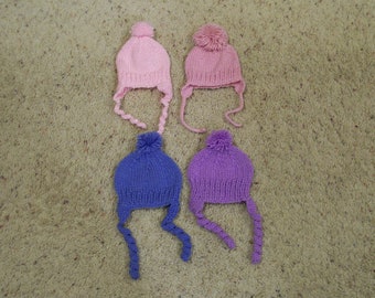 SALE - Hats with Pom Pom's Ear Flaps and Ties to fit Bitty Baby American Girl and CPK's Toys Doll Clothes Dolls