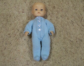 SALE  --  10 Inch Baby Doll Blue Footed PJ's Hand Knit Dolls Toys Doll Clothes