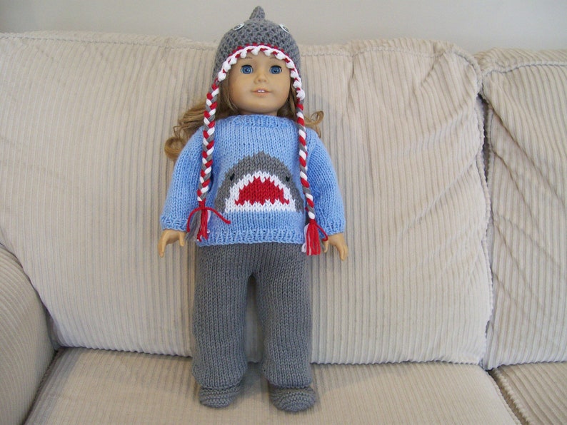 A Shark Sweater Shark Hat Long Pants and Boots Knit Hand Made for a 14 Inch Cabbage Kid Dolls Toys Doll Clothes Bild 7