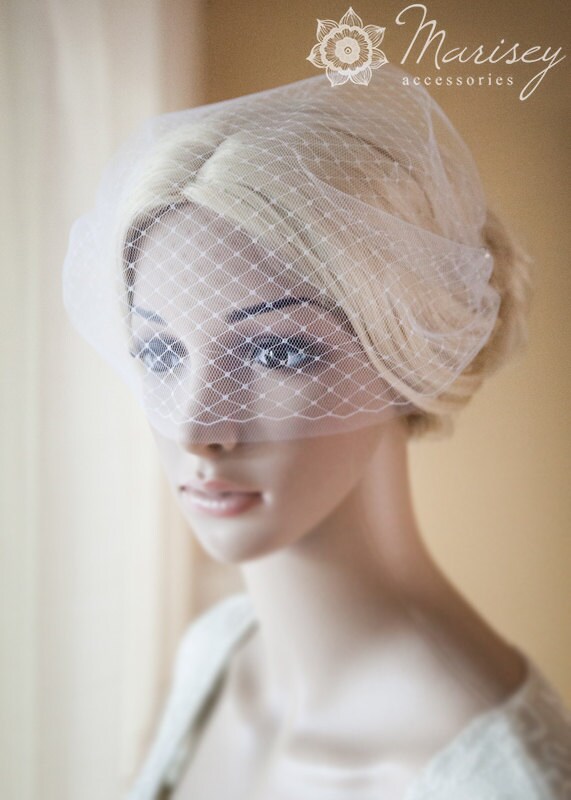 White French Birdcage Bridal Veil Netting - 24" Long X 9" Wide, Blusher Style (Unbranded, USA Made)