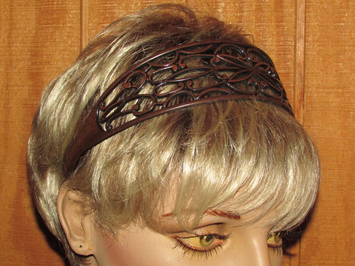 Vintage 80's Wide Plastic Headband Brown Open Design | Etsy