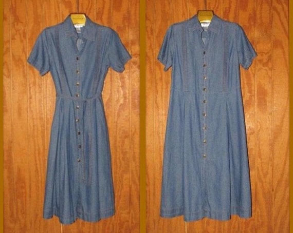 button up blue jean dress