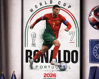Von Ronaldo inspiriertes Fußball Poster, Portugal Top Star Spieler # 7 Tribute Wandkunst, 2026 Fußball WM Fan Geschenk Digitaler Download